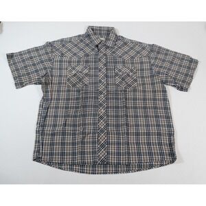 Rustler Button Down Mens XL Brown Plaid Western Shirt Short Sleeve Vintage 90s‎